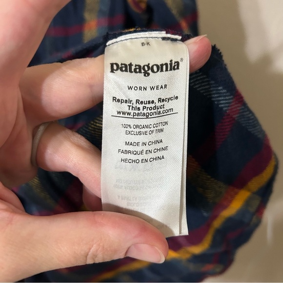 Patagonia Womens Long Sleeved Fjord Flannel Button Down Blue & Yellow Sz Small - Picture 7 of 8